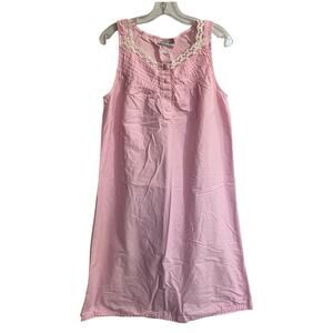 National Nightgown Medium Pink Lace Sleeveless Cotton House Dress Mumu Cottage